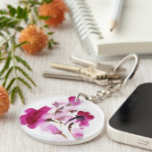 抽象的な花の水彩画の絵画4 キーホルダー (正面右)