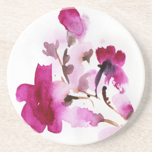 抽象的な花の水彩画の絵画4 コースター (正面)