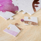 抽象的な花の水彩画の絵画4 ジグソーパズル (側面)