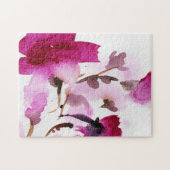 抽象的な花の水彩画の絵画4 ジグソーパズル (横)