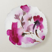 抽象的な花の水彩画の絵画4 ラウンドクッション (裏面)