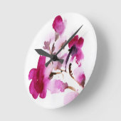 抽象的な花の水彩画の絵画4 ラウンド壁時計 (傾斜)