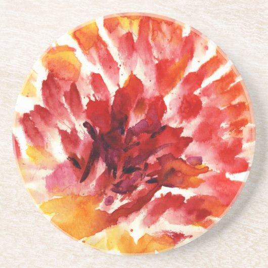 抽象的な花の水彩画の絵画5 コースター (正面)