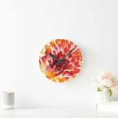 抽象的な花の水彩画の絵画5 ラウンド壁時計 (ホーム)