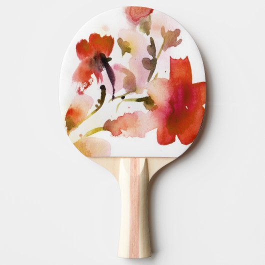 抽象的な花の水彩画の絵画 卓球ラケット (正面)