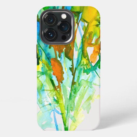 抽象的な花の水彩画アート iPhoneケース (裏面)