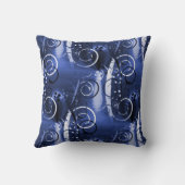 抽象的な花の渦巻の藍色のガーリーなギフト クッション (裏面)