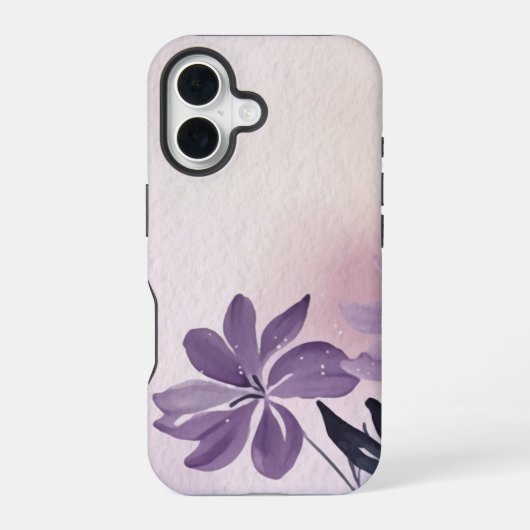 抽象的な花の紫色のクリーピングフロックス iPhone 16ケース (裏面)