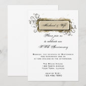 抽象的な花の結婚記念日パーティー 招待状 (正面/裏面)