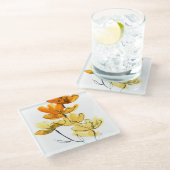 抽象的な花の背景 ガラスコースター (アングル)