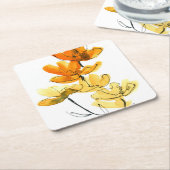 抽象的な花の背景 スクエアペーパーコースター (アングル)