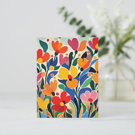 抽象的な花の背景、鮮やか ポストカード (スタンド正面)