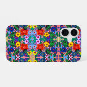抽象的な花の芸術的なデザイン  iPhone 16ケース (裏面横)