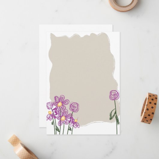 抽象的な花の静止した ノートカード (正面/裏面インサイチュ)