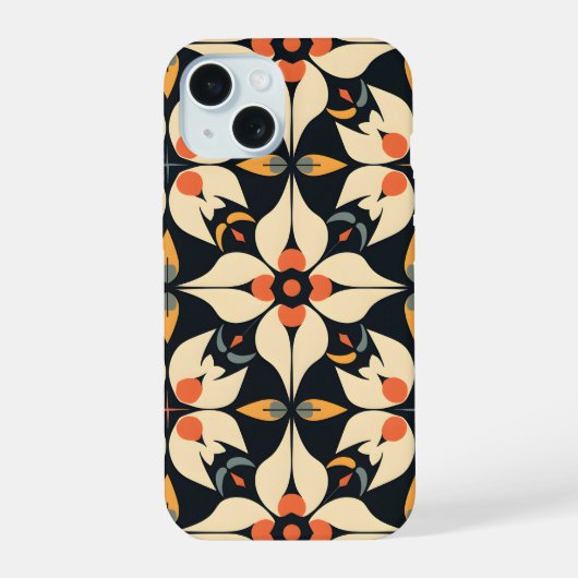 抽象的な花びらのシンフォニー iPhone 15ケース (裏面)