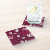 抽象的な花パターン ガラスコースター (アングル)