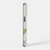 抽象的な花柄の白いカリミア・ラティフォリアの花 iPhone 15ケース (右側面)