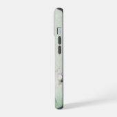 抽象的な花柄の白いカリミア・ラティフォリアの花 iPhone 15ケース (左側面)