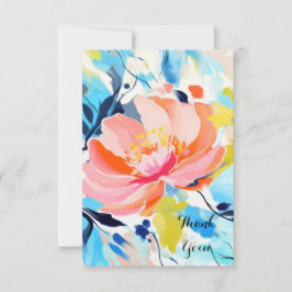 抽象的な花柄の絵画 サンキューカード