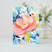 抽象的な花柄の絵画 サンキューカード (スタンド正面)