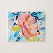 抽象的な花柄の絵画 ジグソーパズル (横)