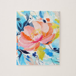 抽象的な花柄の絵画 ジグソーパズル