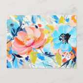 抽象的な花柄の絵画 ポストカード (正面)