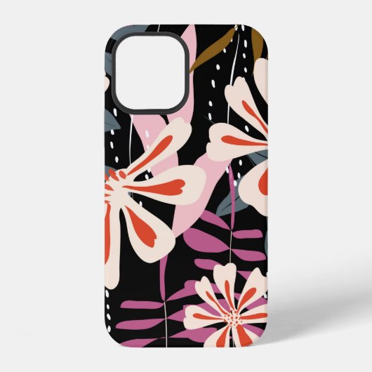 抽象的な花柄の表面パターン シームレス背景 iPhoneケース (裏面)