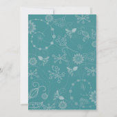 抽象的な花柄及び渦巻の招待-ティール（緑がかった色）及び茶色 招待状 (裏面)