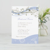 抽象的な花柄及び渦巻の招待-青及び茶色 招待状 (スタンド正面)