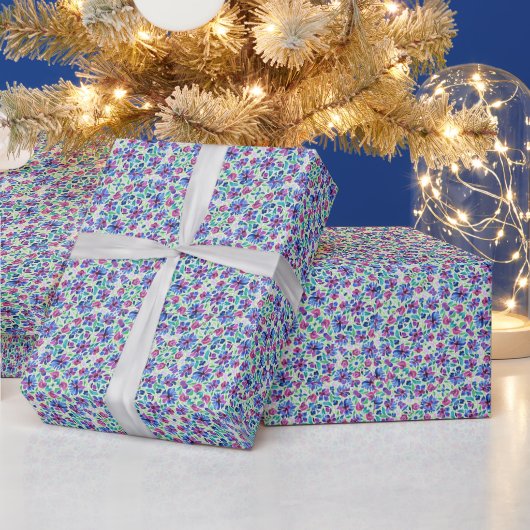 抽象的な花柄 - ギフト包装紙 ラッピングペーパー (クリスマス)
