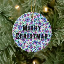 抽象的な花柄 - セラミック オーナメント