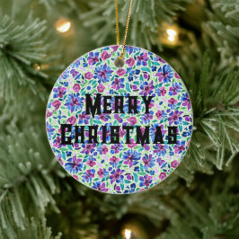 抽象的な花柄 - セラミック オーナメント