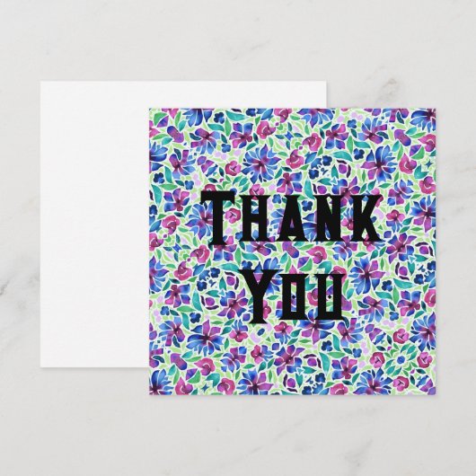 抽象的な花柄 - 感謝カード (正面/裏面)