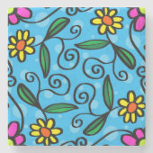 抽象的な花模様の石製コースター ストーンコースター (正面)