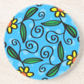 抽象的な花模様の砂岩コースター コースター (正面)