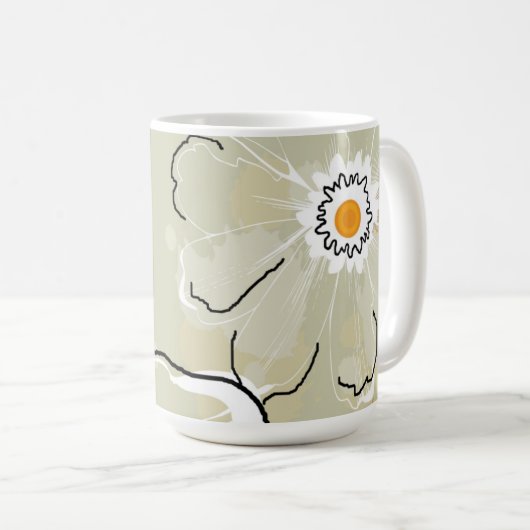 抽象的な花 コーヒー&ホットココアマグ コーヒーマグカップ (正面右)