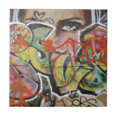 抽象的な落書きの芸術の壁の文字タイプ女性の顔 タイル (正面)