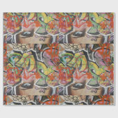 抽象的な落書きの芸術の壁の文字タイプ女性の顔 ラッピングペーパー (フラット)