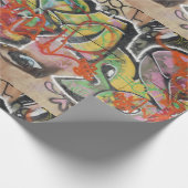 抽象的な落書きの芸術の壁の文字タイプ女性の顔 ラッピングペーパー (角)