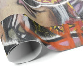 抽象的な落書きの芸術の壁の文字タイプ女性の顔 ラッピングペーパー (ロールコーナー)