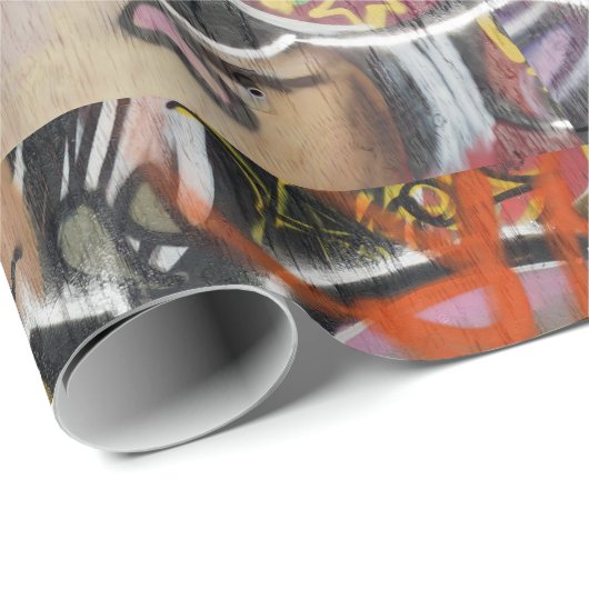 抽象的な落書きの芸術の壁の文字タイプ女性の顔 ラッピングペーパー (ロールコーナー)