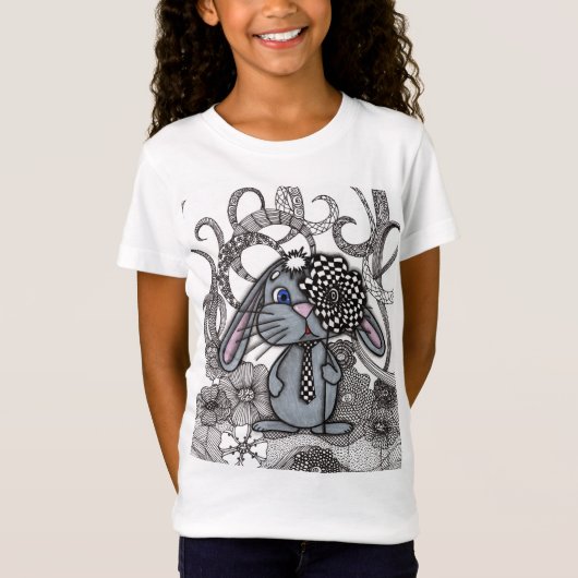 抽象的な落書きウサギキャラクターグラフィックTシャツ Tシャツ (正面)