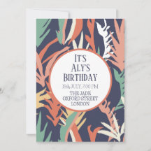 抽象的な葉の誕生日招待状