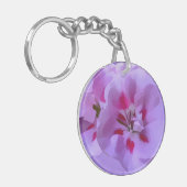 抽象的な藤色のハイビスカスの花 キーホルダー (正面左)