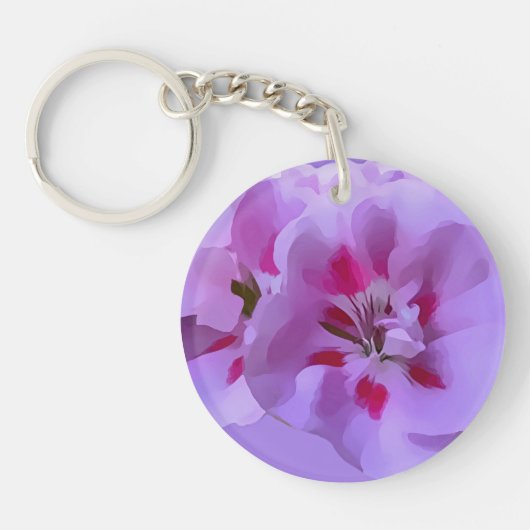 抽象的な藤色のハイビスカスの花 キーホルダー (正面)