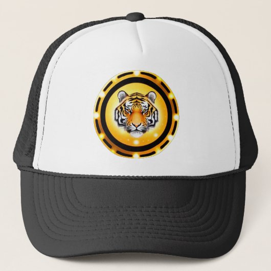🐅 抽象的な虎のグラフィックデザインの野生動物アート キャップ (正面)