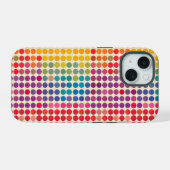 抽象的な虹のドットパターン iPhone 15ケース (裏面横)