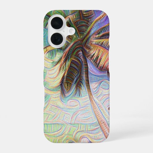 抽象的な虹のヤシの木 iPhone 16ケース (裏面)