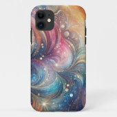 抽象的な虹の渦巻きとスパークル Case-Mate iPhoneケース (裏面)